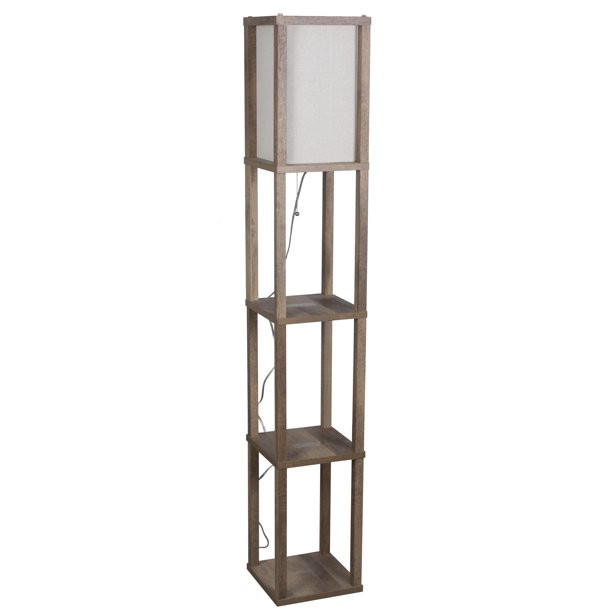 Better Homes & Gardens 62.5" Brown Crossmill Shelf Floor Lamp, Wood Material - Walmart.com | Walmart (US)