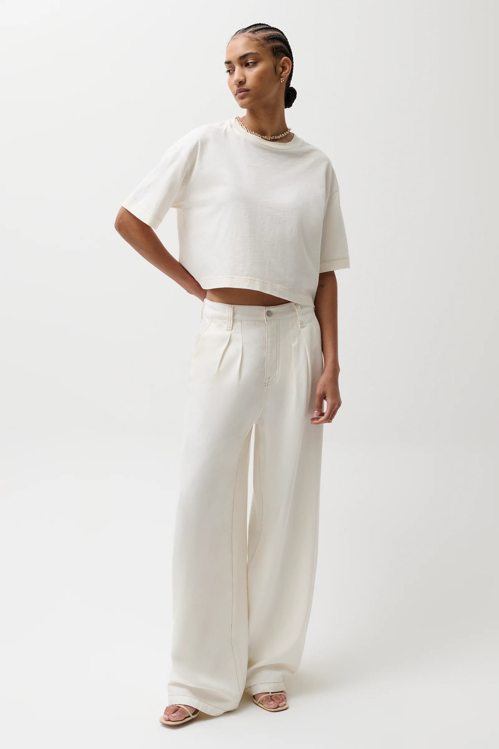 Delphine Pleated Wide - Off White | Pistola Denim