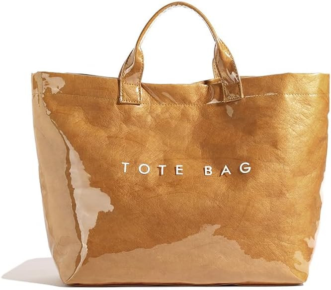 Lushandy PVC Tote Bag Women's Plastic Tote Purse Large Letters Print Hobo Handbag for Work, Beach... | Amazon (US)