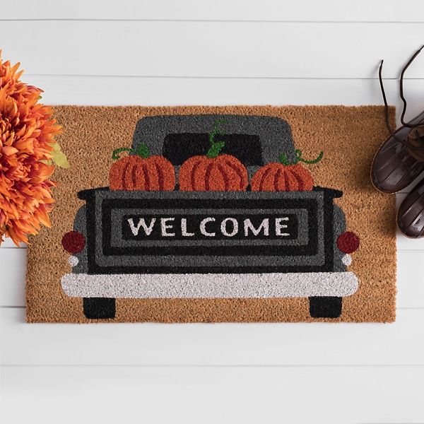 Welcome Pumpkin Truck Doormat | Kirklands | Kirkland's Home