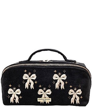 Elizabeth Scarlett Bows Velvet Open Flat Makeup Bag - Charcoal | Dillard's