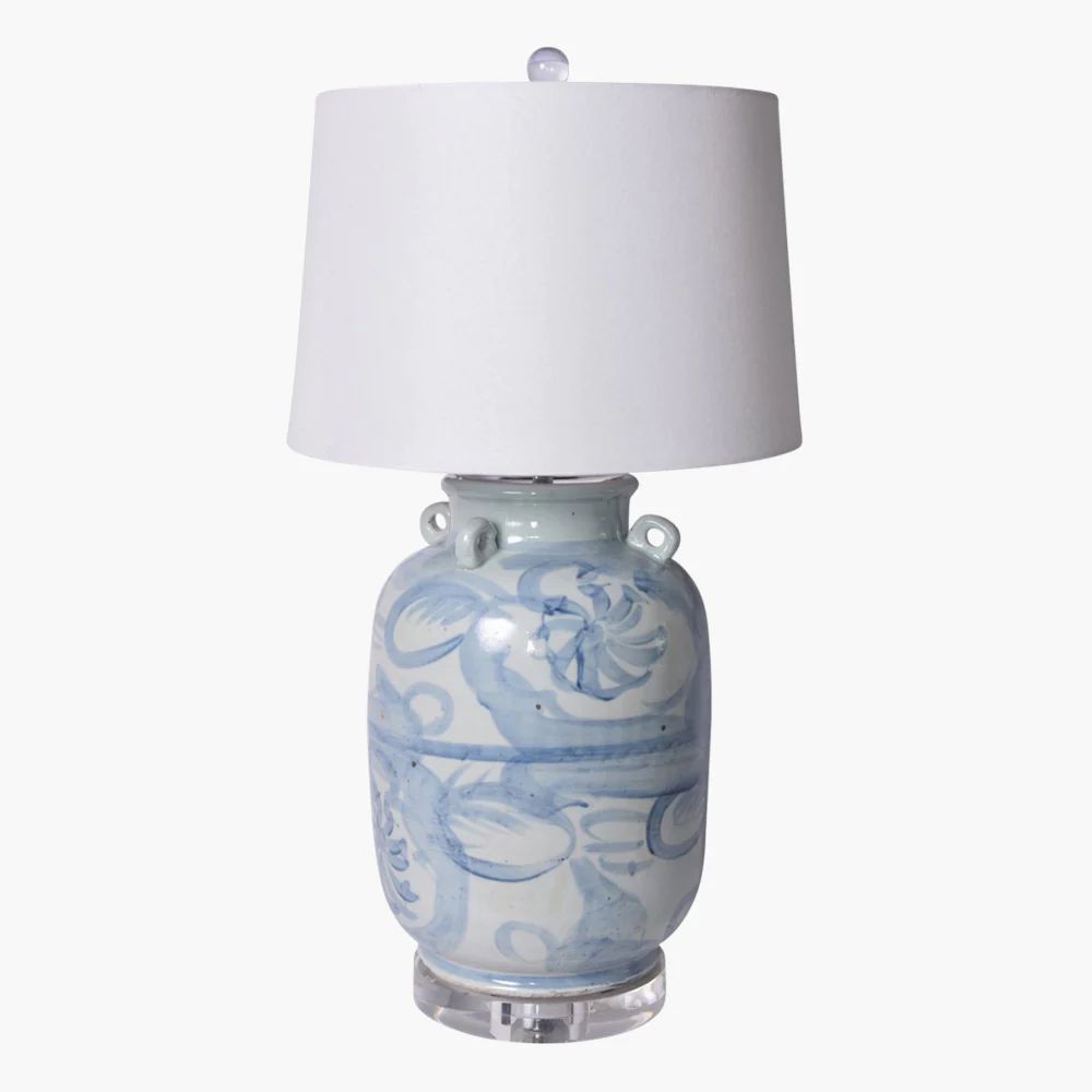 Blue and White Twisted Flower Lamp | Dear Keaton