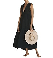 R.Vivimos 2026 Summer Cotton Maxi Dresses for Women Casual Sleeveless Button V Neck Tiered Loose ... | Amazon (US)
