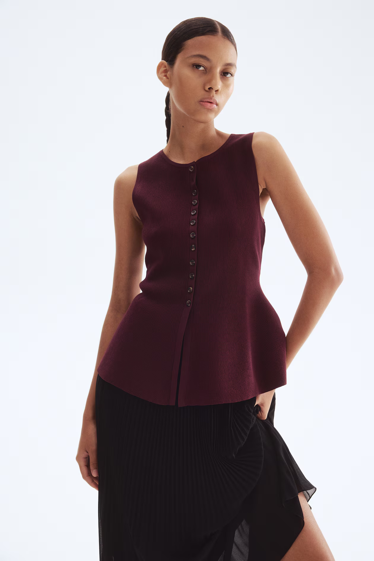 Rib-knit peplum waistcoat | H&M (UK, MY, IN, SG, PH, TW, HK)