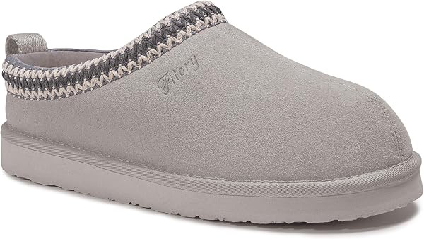FITORY Women's Suede Slippers, Slip On House Flats with Faux Fur Lining | Amazon (US)