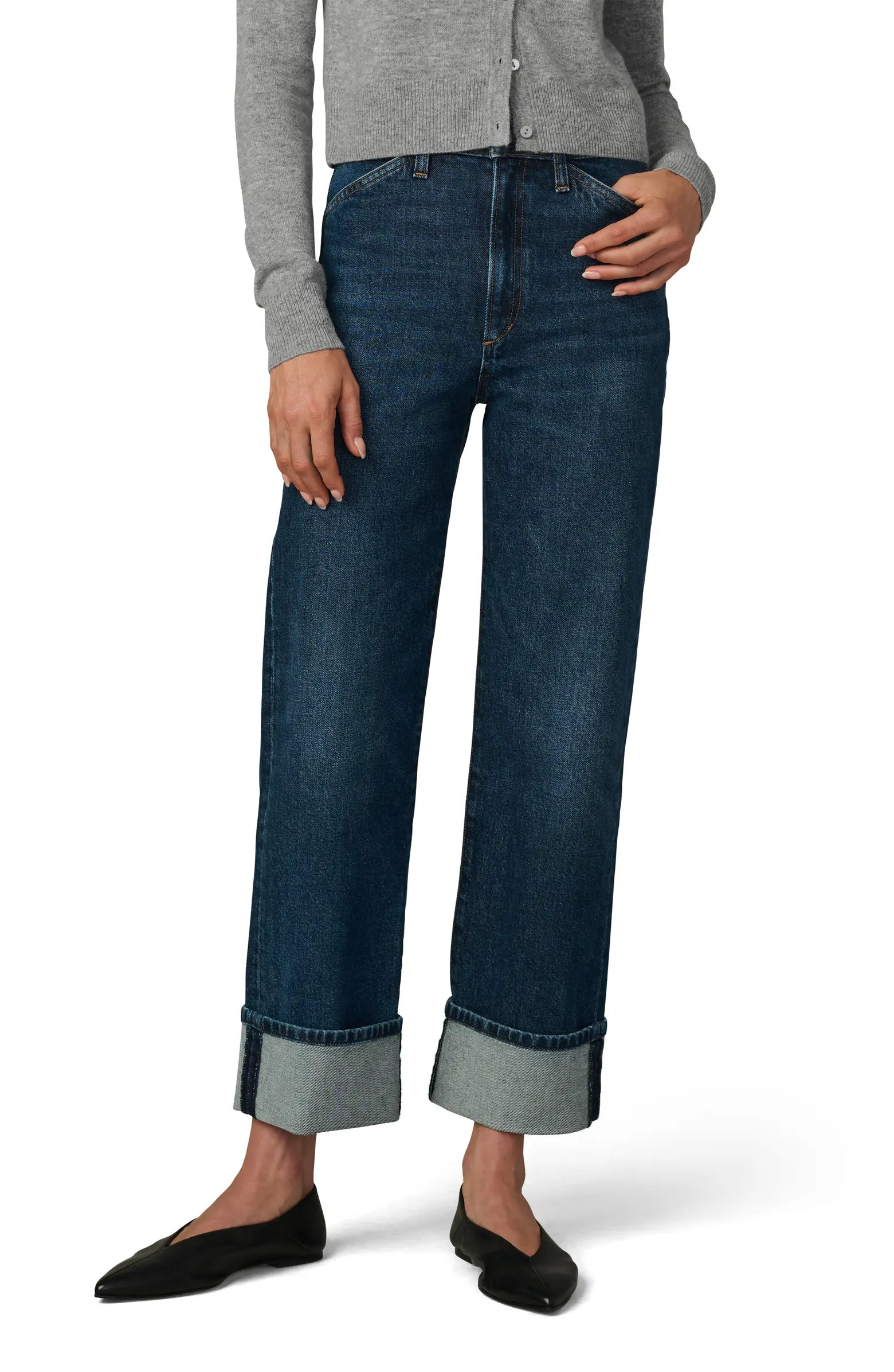 The Margot Cuffed Slant Pocket High Waist Relaxed Straight Leg Jeans | Nordstrom