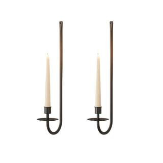 (Set of 2) Black Metal Wall Candle Sconces-Modern Pillar Candle Holders for Living Room and Weddi... | The Home Depot
