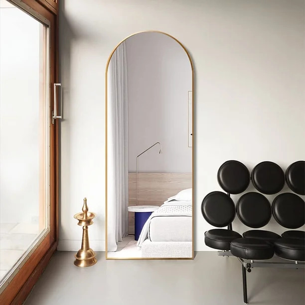TinyTimes 65''x22'' Arched Full Length Mirror, Floor Mirror with Stand, Full Body Mirror,Aluminum... | Walmart (US)