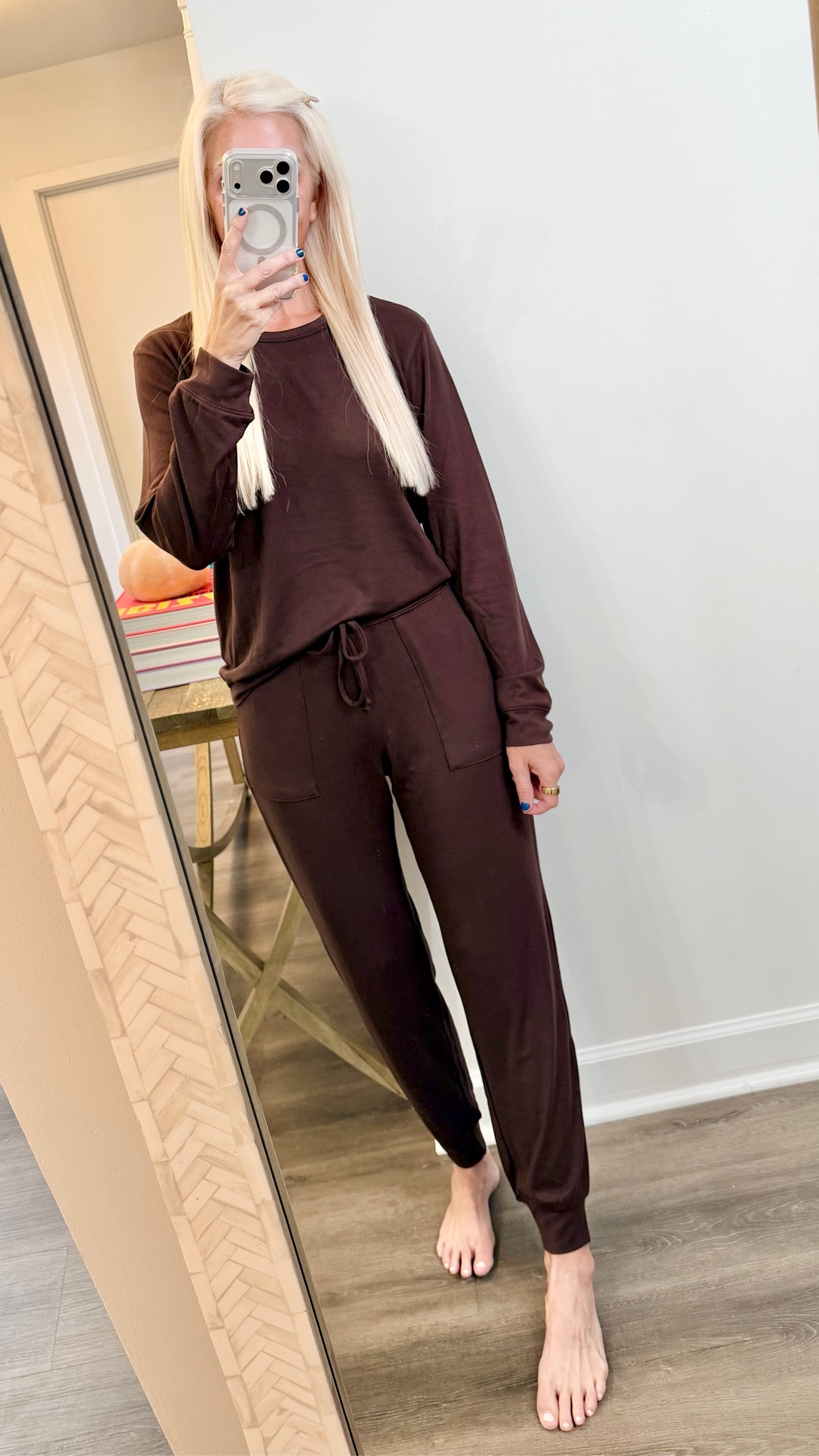 Hands down, the softest, butteriest pajamas I’ve ever owned! Sized up to a medium for a more oversized fit.