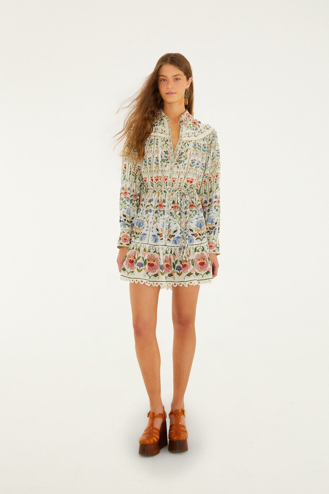 Off-White Stitched Garden Mini Dress | FARM Rio | FarmRio (US)