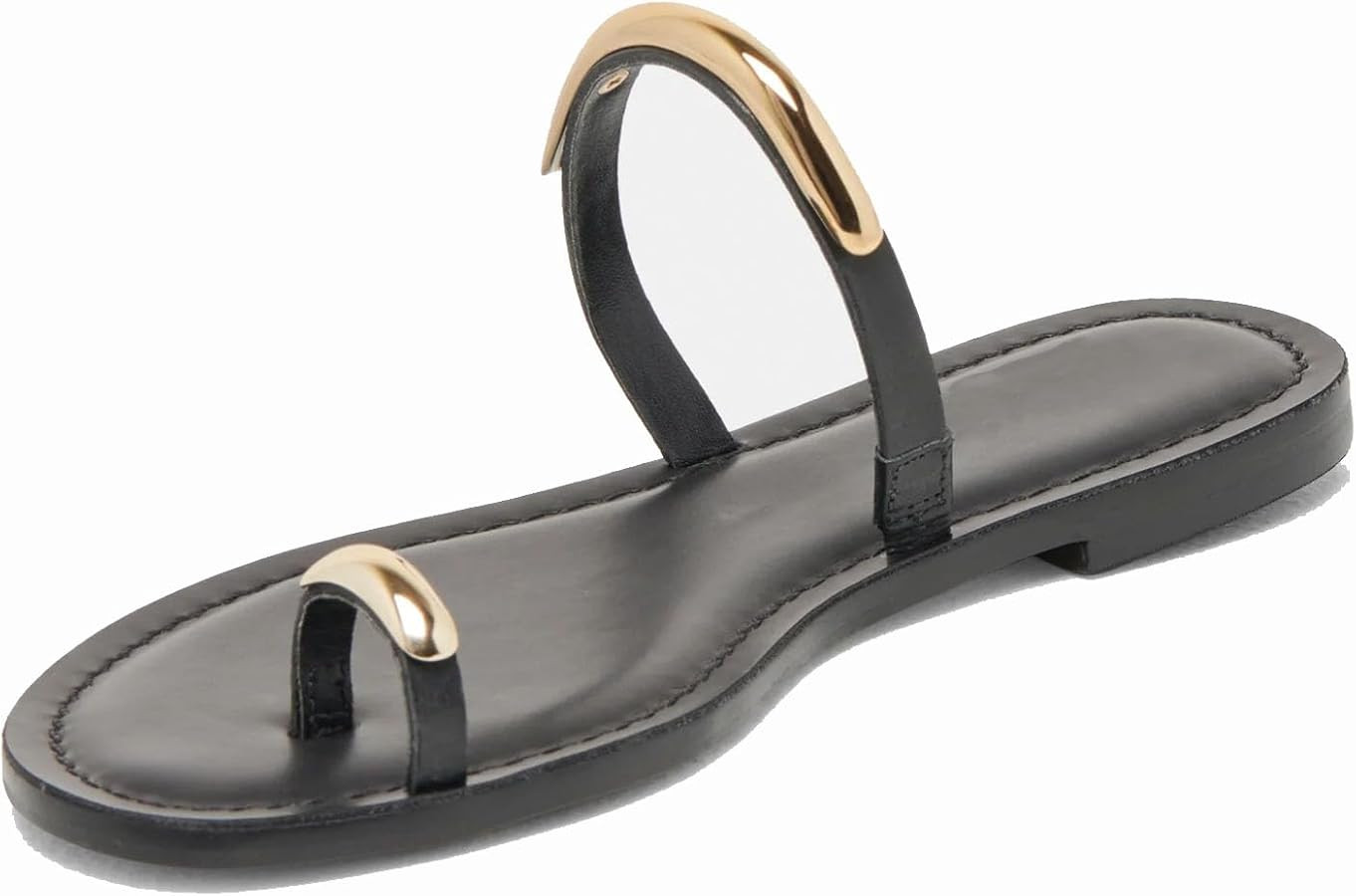 Flat Sandals for Women Metallic Toe Ring Slippers with Strap Comfortable Open Toe Summer Beach Fl... | Amazon (US)
