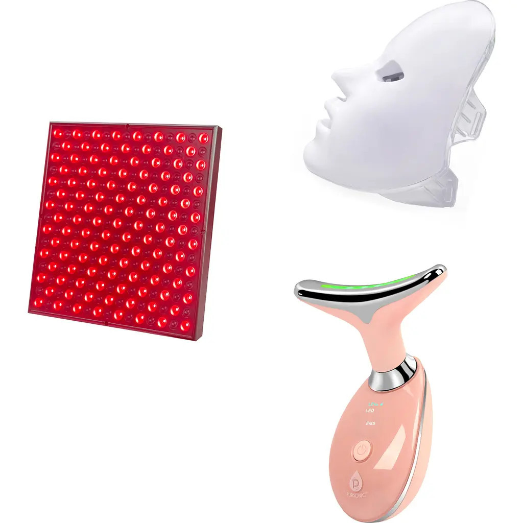 PURSONIC 7-in-1 LED Light Therapy Face Mask, Sculpting Wand, and LED Red Light Therapy Panel in White at Nordstrom | Nordstrom