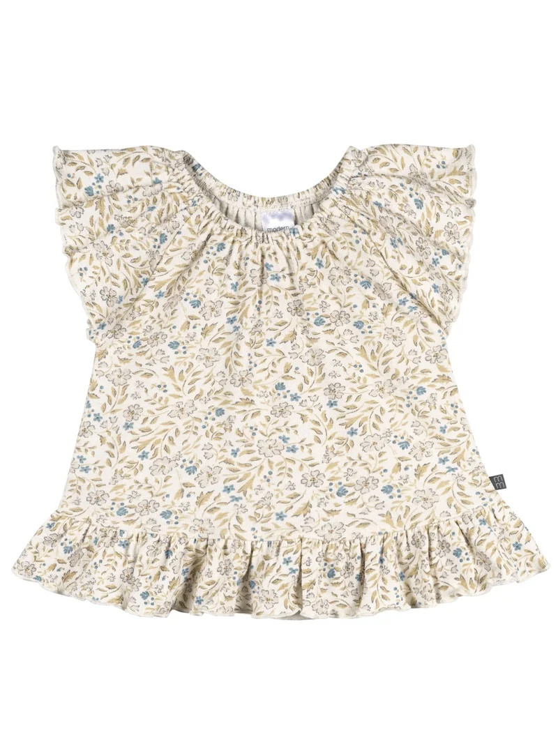 Modern Moments by Gerber Baby and Toddler Girl Peplum Flutter Sleeve Top, Sizes 0/3 Months - 5T | Walmart (US)