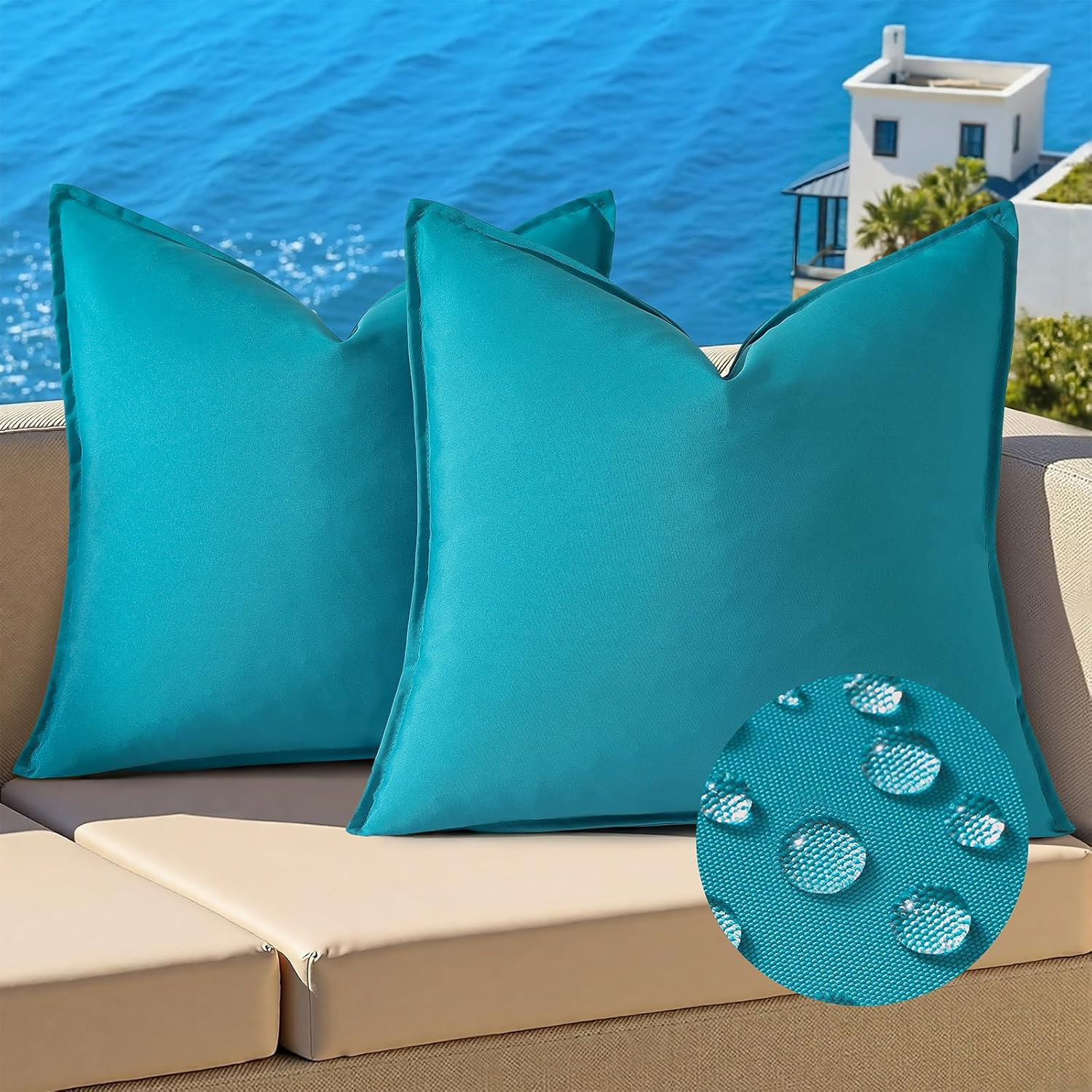 decorUhome Outdoor Waterproof Faux Linen Throw Pillow Covers 20x20 Inch Set of 2 Decorative Vibra... | Amazon (US)