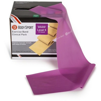 BodySport Extra Heavy Resistance Exercise Bands, Professional Resistance Bands for Home and Gym, 6 in. x 50 yd., Purple | Target