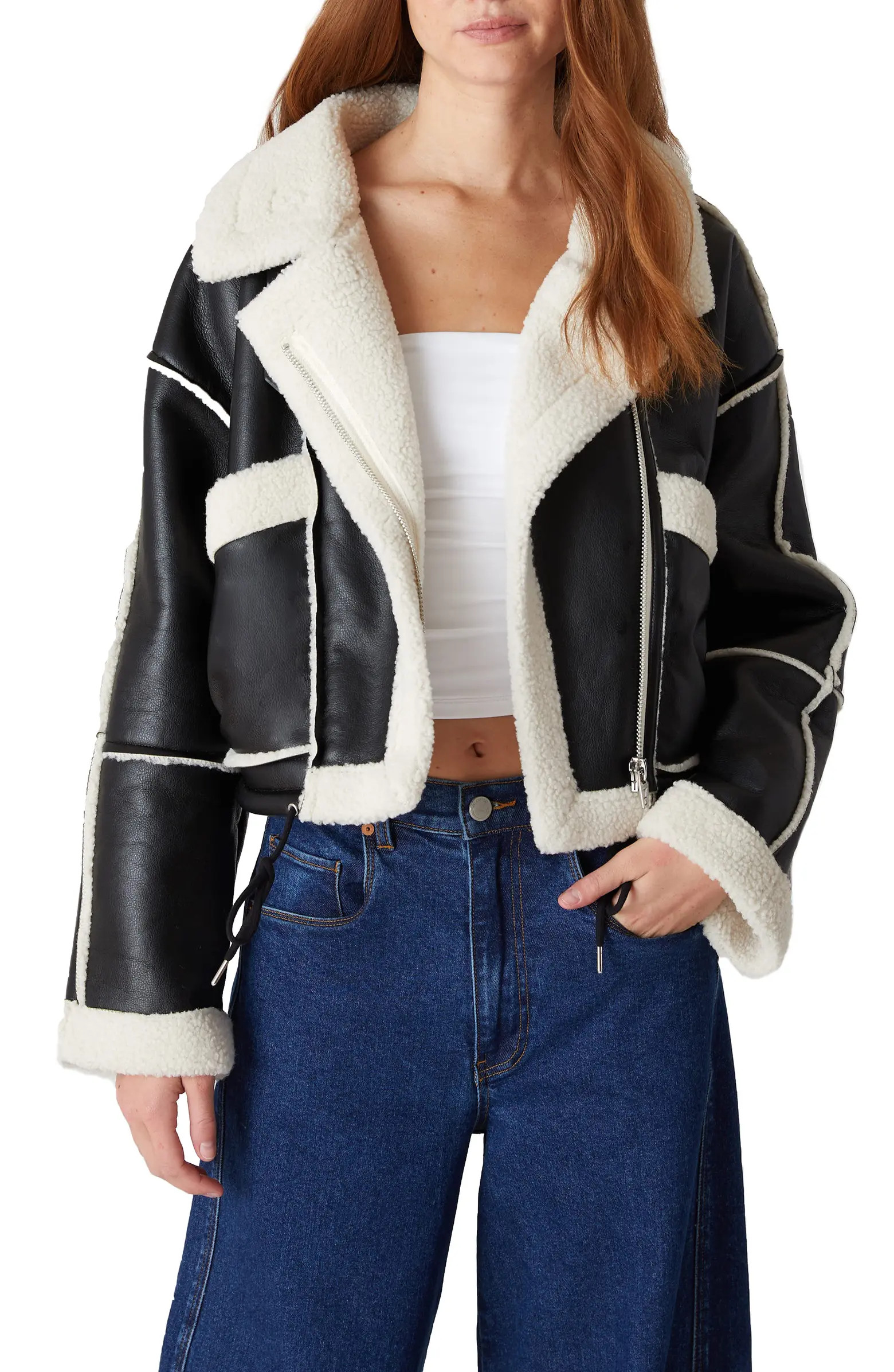 Faux Shearling Moto Jacket | Nordstrom