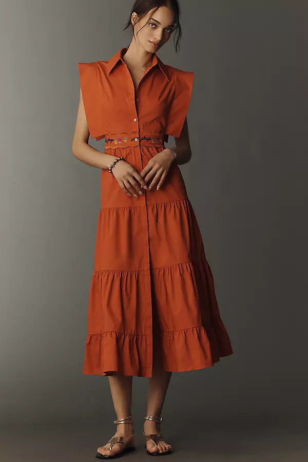 Lucero Tiered Sleeveless Cotton Midi Dress | Anthropologie (US)