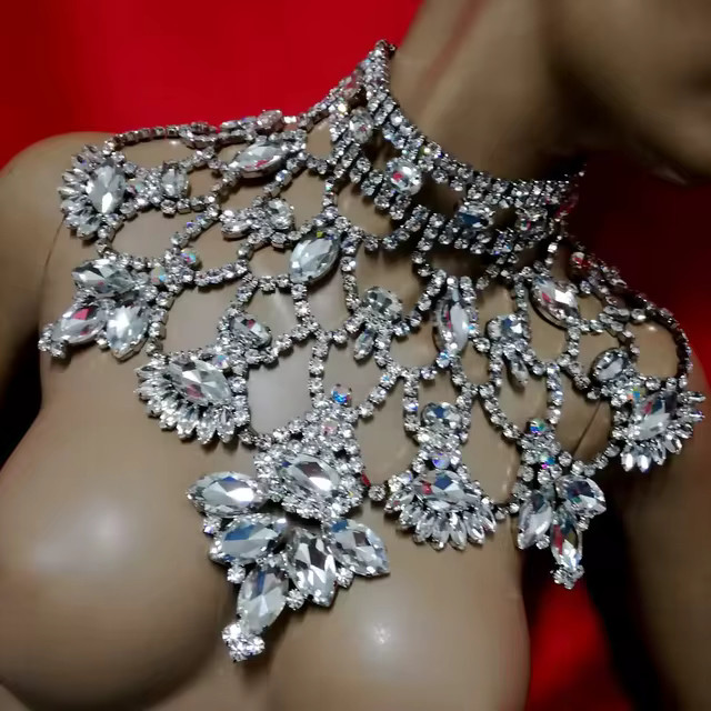 Luxury Exaggerated Large Crystal Pendant Necklace Dinner Party Rhinestone Cutout Necklace Choker ... | AliExpress (US)