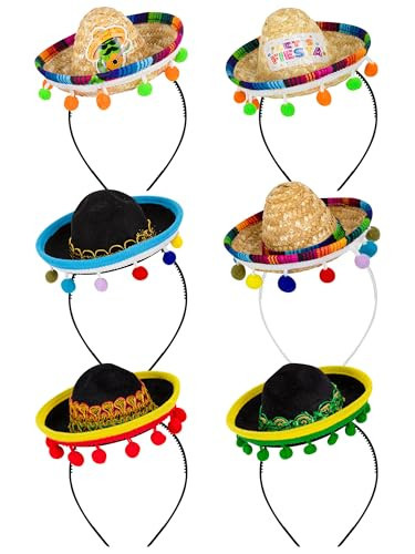 6 Unique Designs Cinco de Mayo Headbands - Mini Mexican Party Hats with Headbands, Festive Theme Decorations and Costume Accessories | Amazon (US)