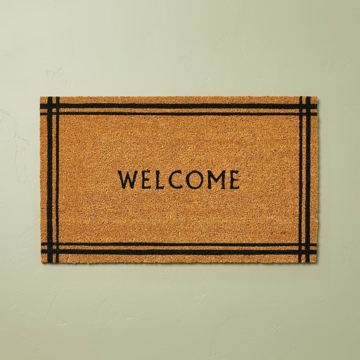 18"x30" Border Stripe Welcome Coir Doormat Tan/Black - Hearth & Hand™ with Magnolia | Target