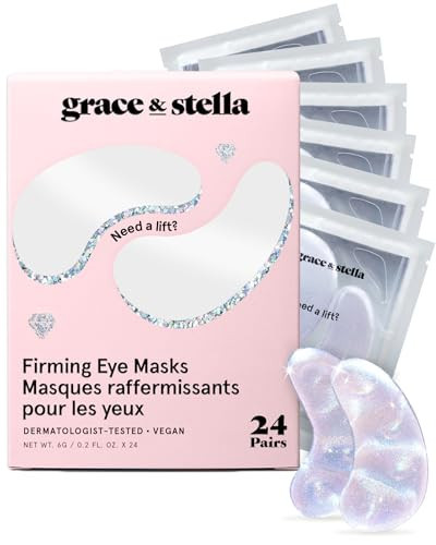grace & stella Under Eye Patches with Peptides & Rice Extract - Firming Eye Masks for Dark Circles and Puffiness - Iridescent Eye Mask Patches for Firmer-Looking Skin - Vegan, Cruelty-Free, 24 Pairs | Amazon (US)