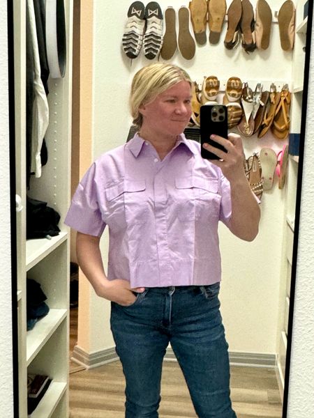 Purple lilac utility shirt from loft

#LTKfindsunder100 #LTKstyletip #LTKmidsize