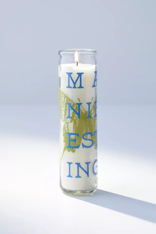 Graphic Glass Pillar Candle | Urban Outfitters (US and RoW)