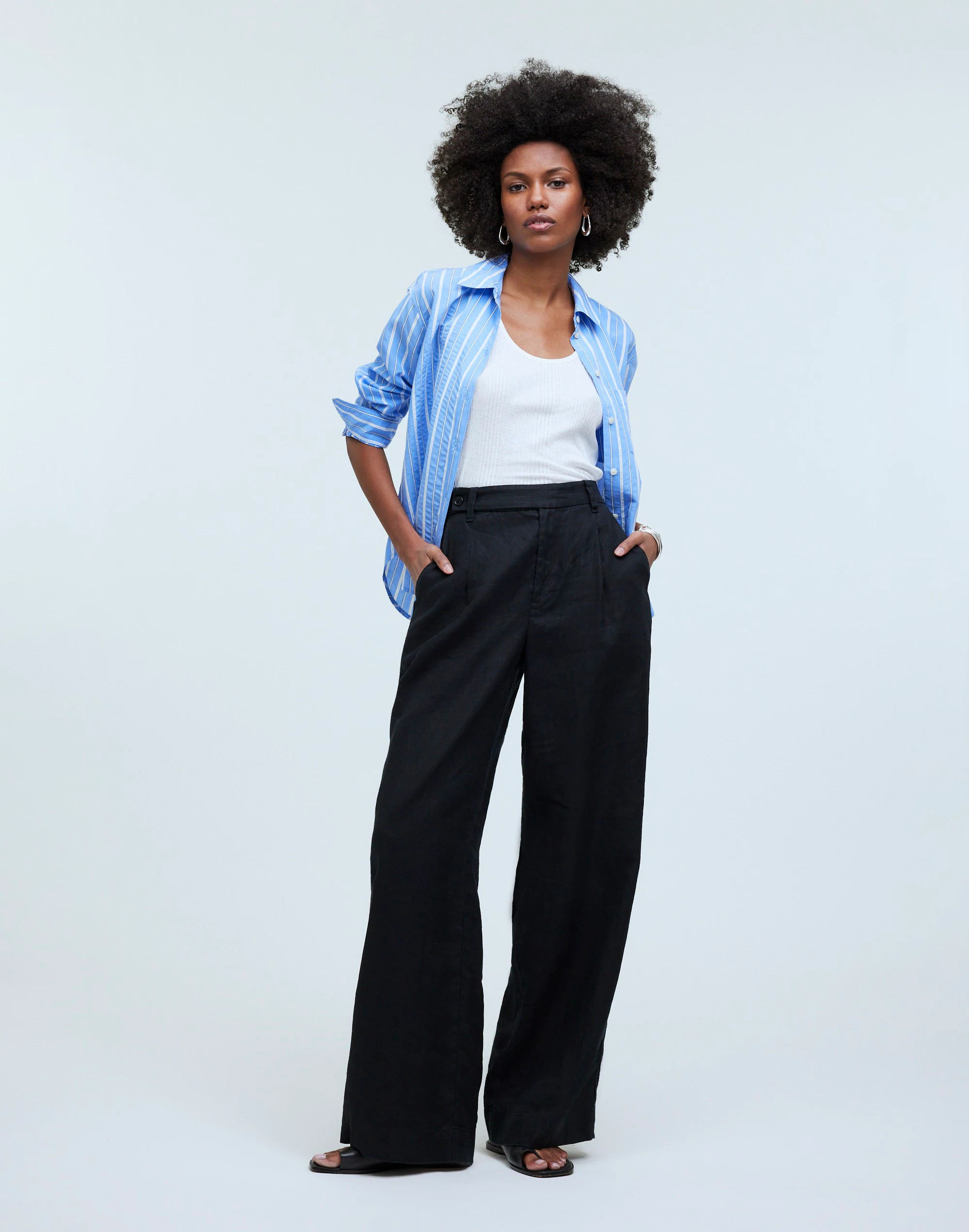 The Harlow Wide-Leg Pant in 100% Linen | Madewell