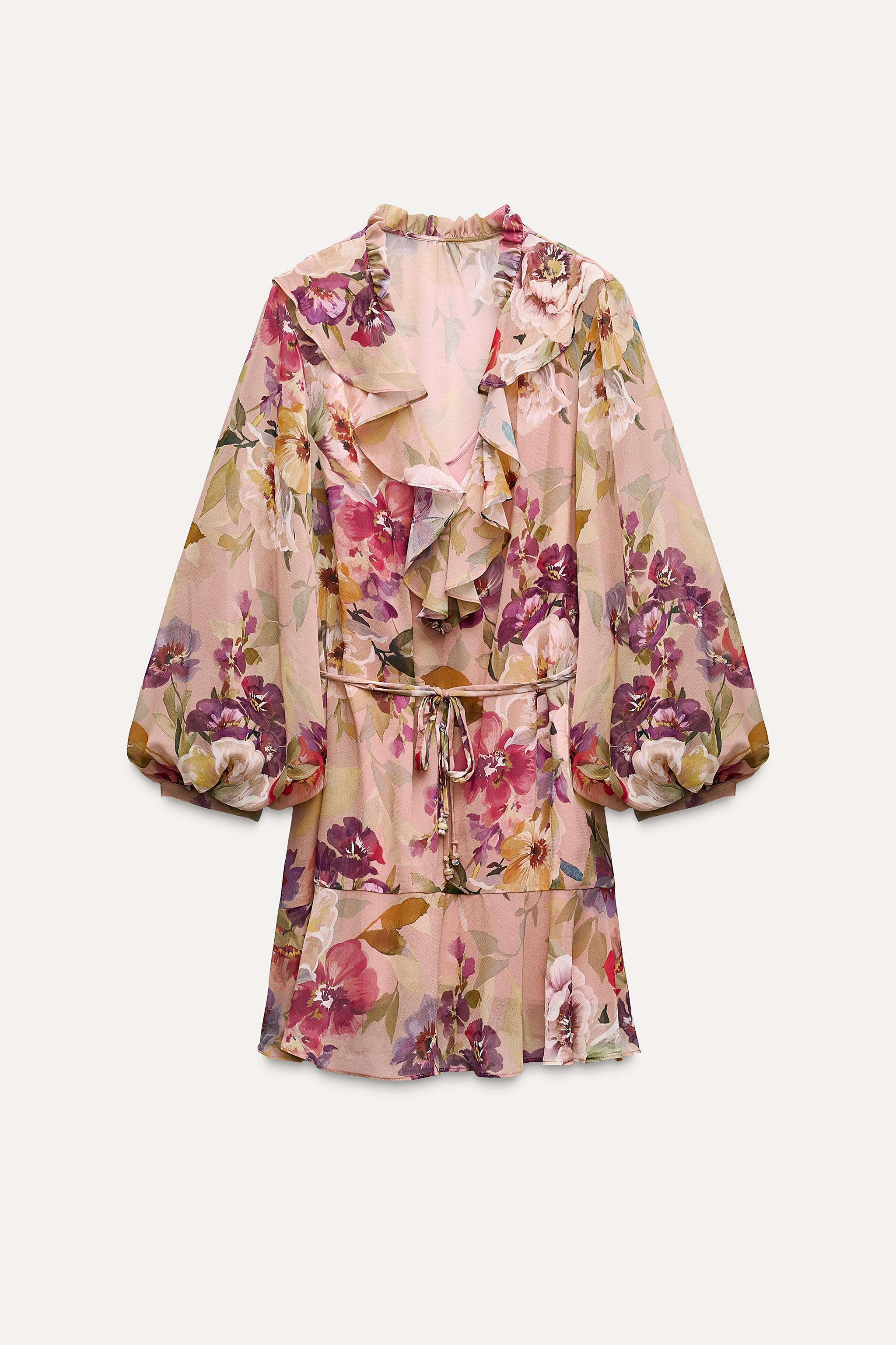 FLORAL PRINT RUFFLED MINI DRESS | Zara US