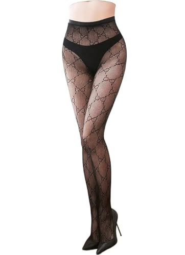 TISTIPPL Fishnet Stockings Fashion Letter Tights for Women Lace Leggings High Waisted Pantyhose Stockings | Amazon (US)
