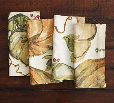 Harvest Pumpkin Linen/Cotton Napkins - Set of 4 | Pottery Barn (US)