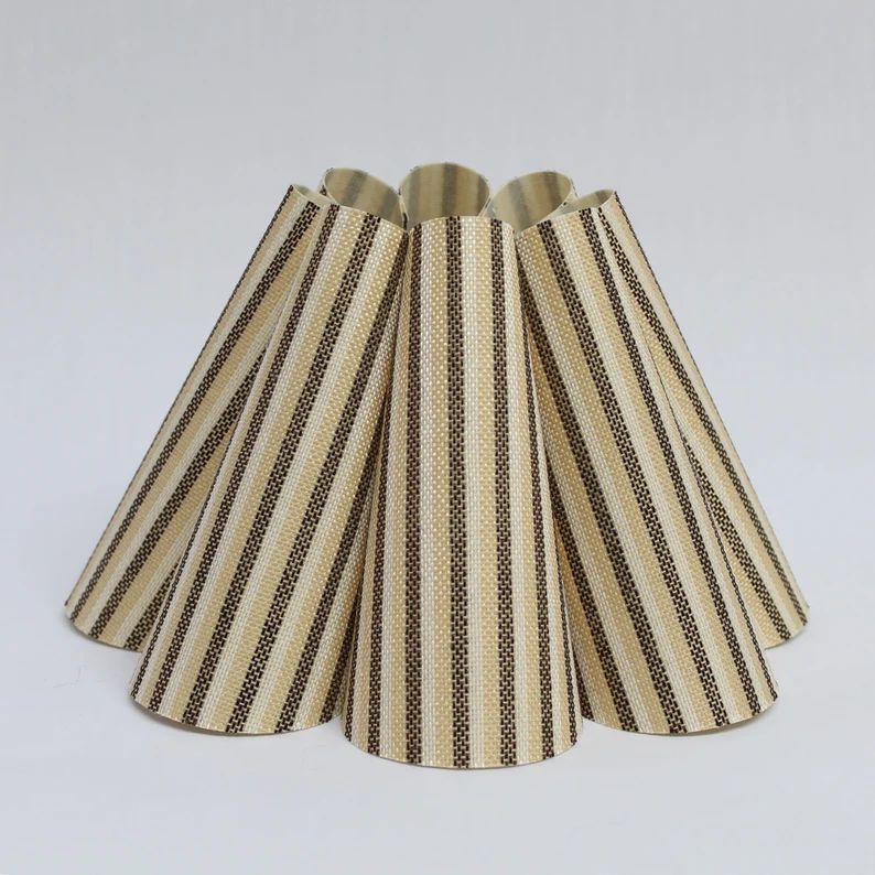 Duzy Handmade Ins High Quality Light Yellow Stripes Fabric and Acrylic Pleated Lamp Shade-90,cust... | Etsy (US)