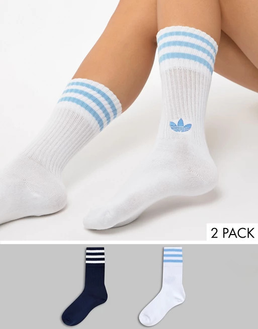 adidas Originals Crew Sock 2 Pack In Blue And White | ASOS UK