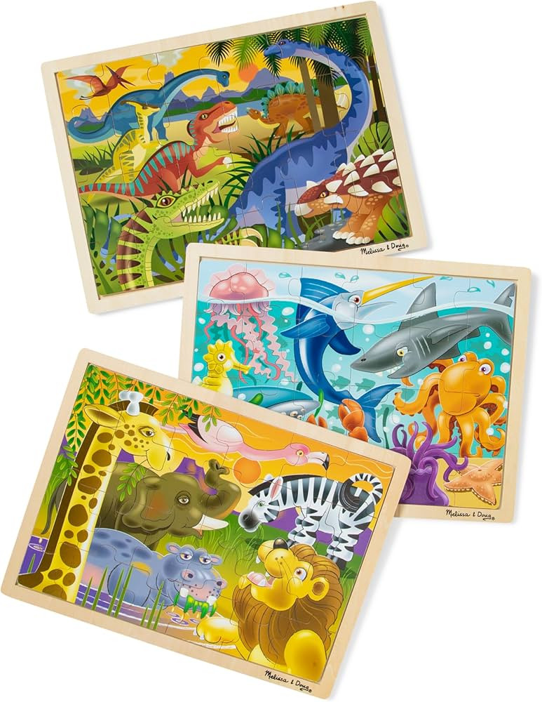 Melissa & Doug Jigsaw Puzzle Bundle (Dinosaur,Safari and Ocean) | Animal Puzzles, Wooden Jigsaw P... | Amazon (CA)