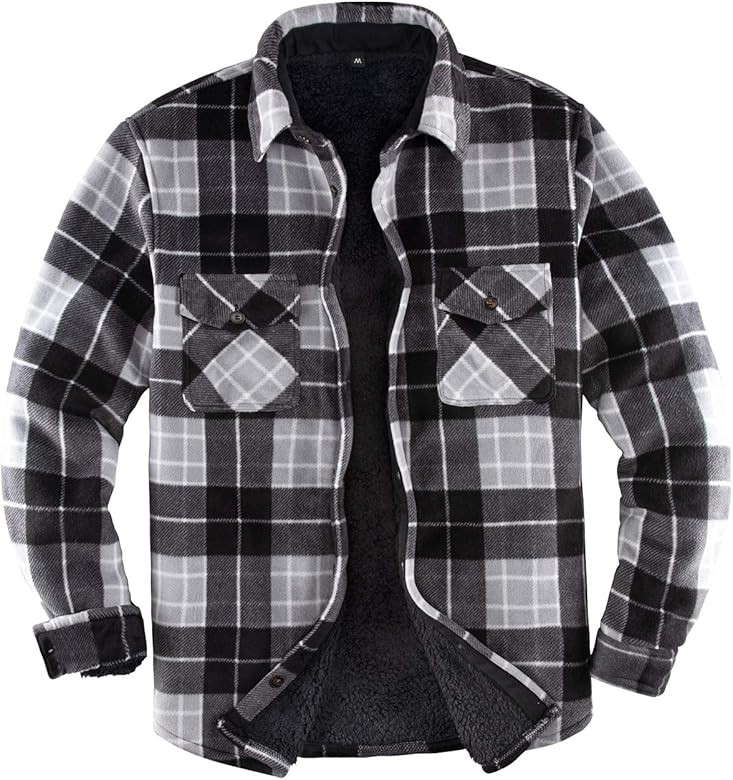 Men's Warm Sherpa Lined Fleece Plaid Flannel Shirt Jacket(All Sherpa Fleece Lined) | Amazon (US)