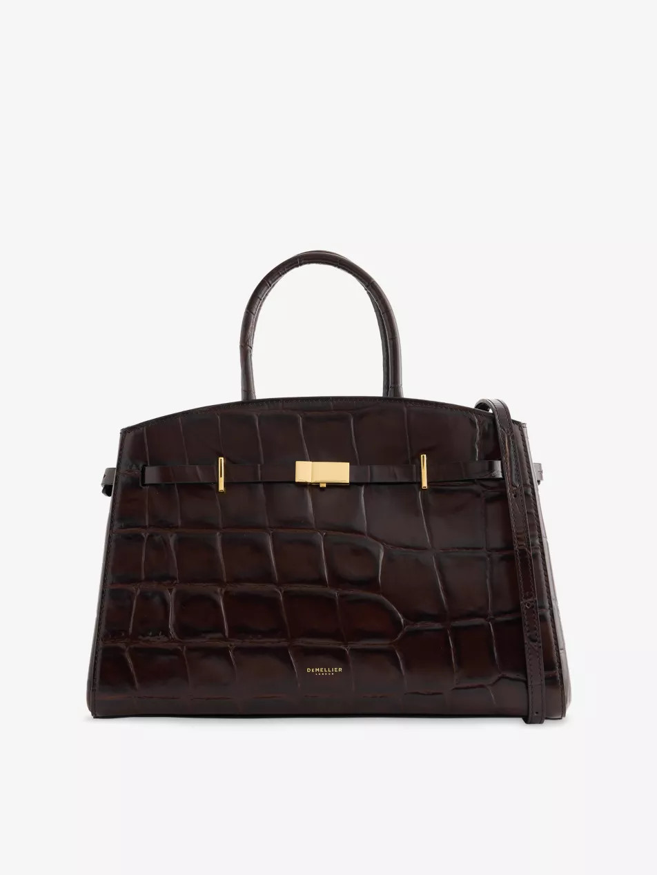 The Midi Hudson Large Croc-Effect Leather Top-Handle Bag | Selfridges