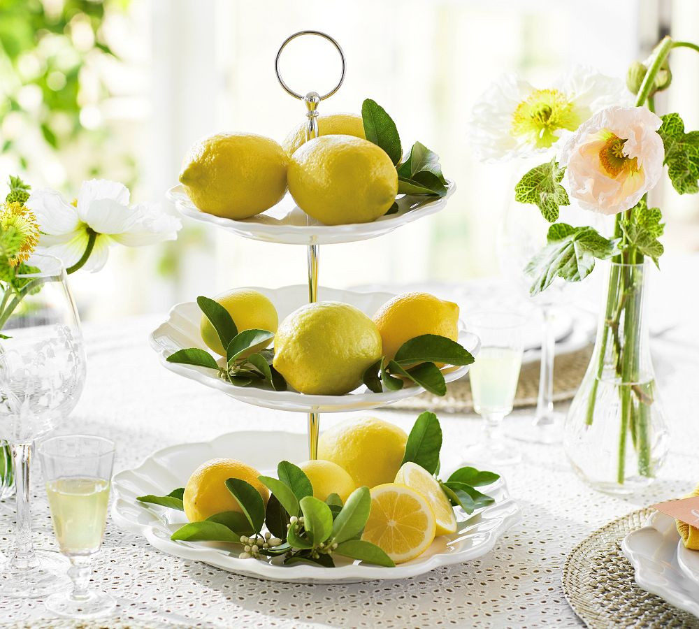 Monique Lhuillier Juliana Scalloped Three Tiered Stand | Pottery Barn (US)