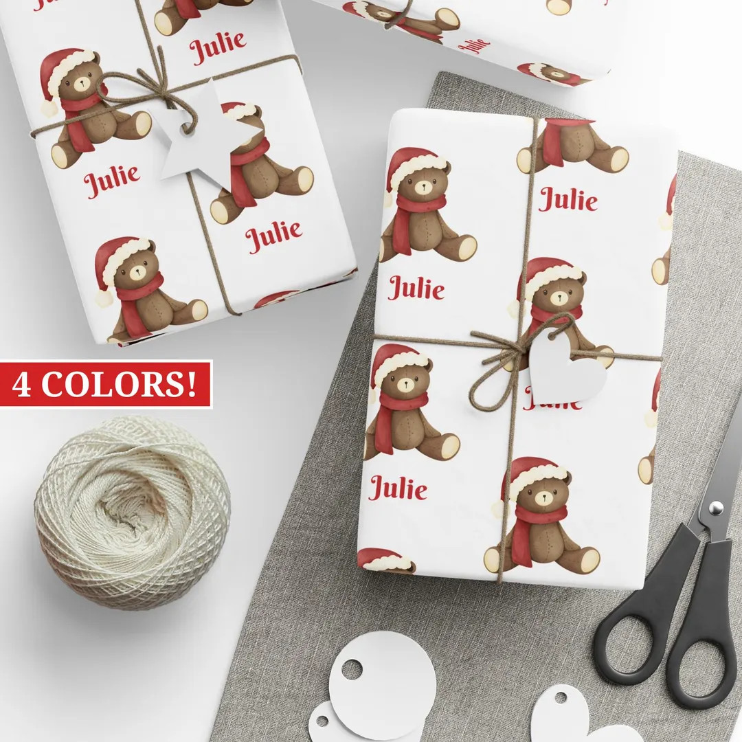 Personalized Christmas Wrapping Paper, Personalized Gift, Custom Wrapping Paper, Cute Santa Wrapp... | Etsy (US)