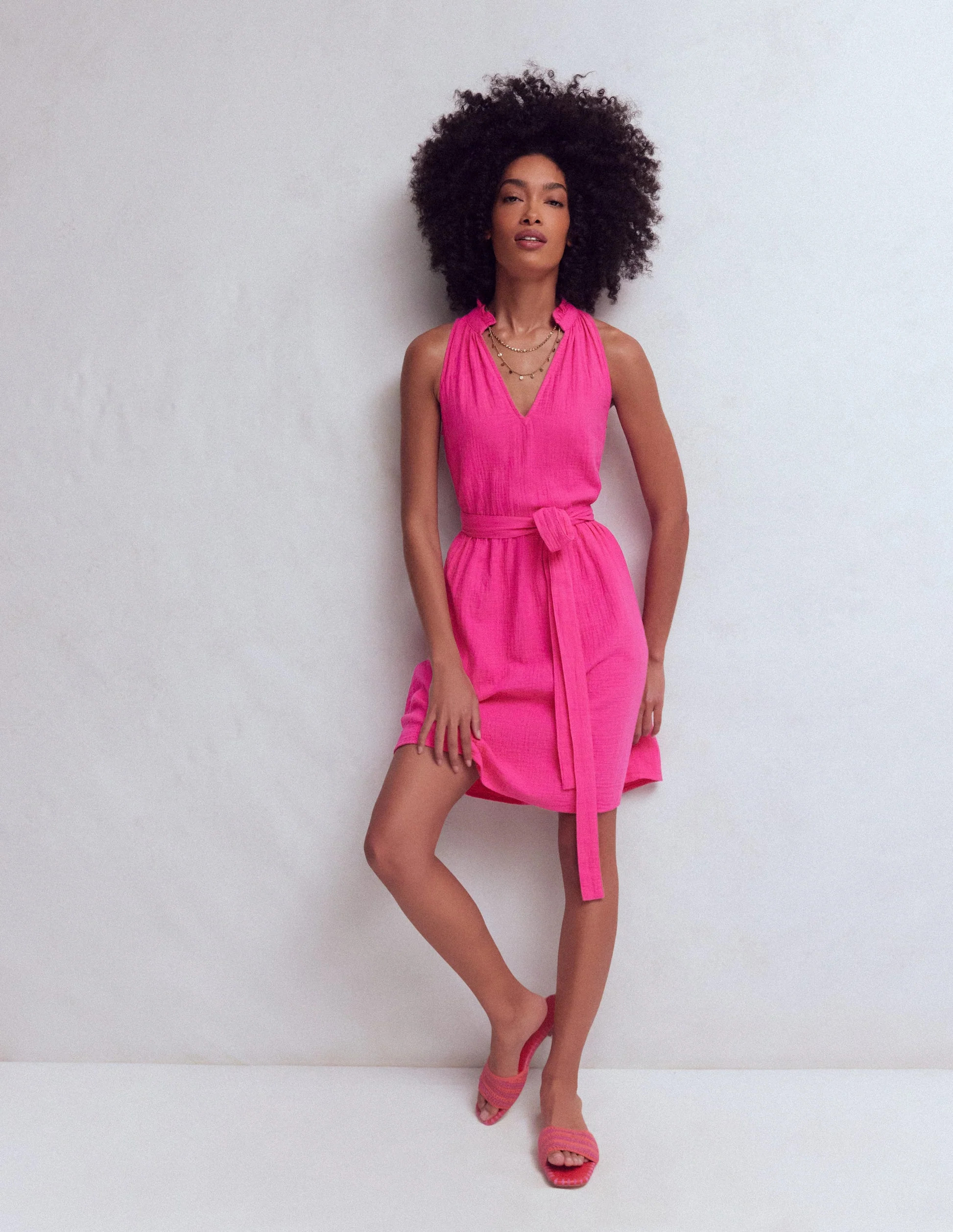 Viv Double Cloth Short Dress-Pink Peony | Boden (US)