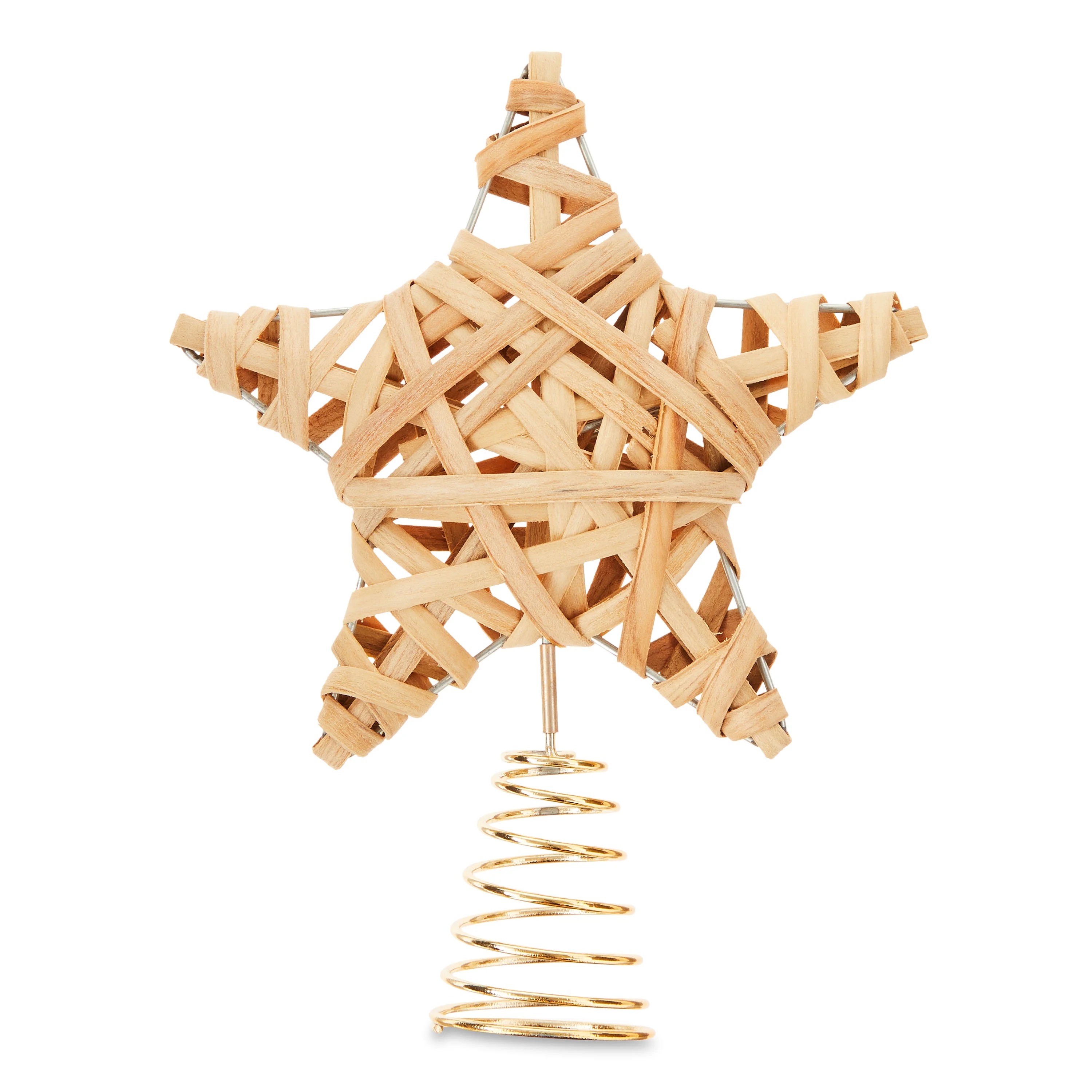 Natural Rattan Star Mini Tree Topper, 8 in, by Holiday Time | Walmart (US)