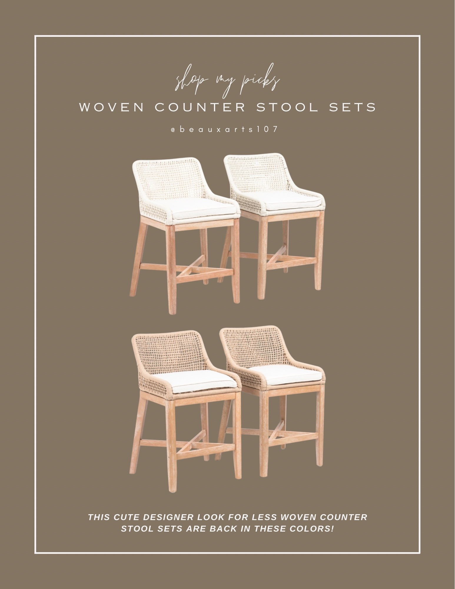 this cute designer look for less woven counter stool sets are back in these colors!

#LTKHome #LTKSaleAlert