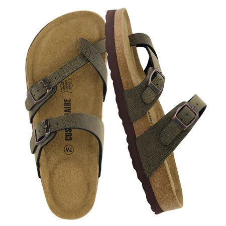 Cushionaire Luna Cork Footbed Sandals for Women – Comfortable Slip-On Women's Shoes with Genuine Suede Footbed & Arch Support | Slides for Women | Walmart (US)