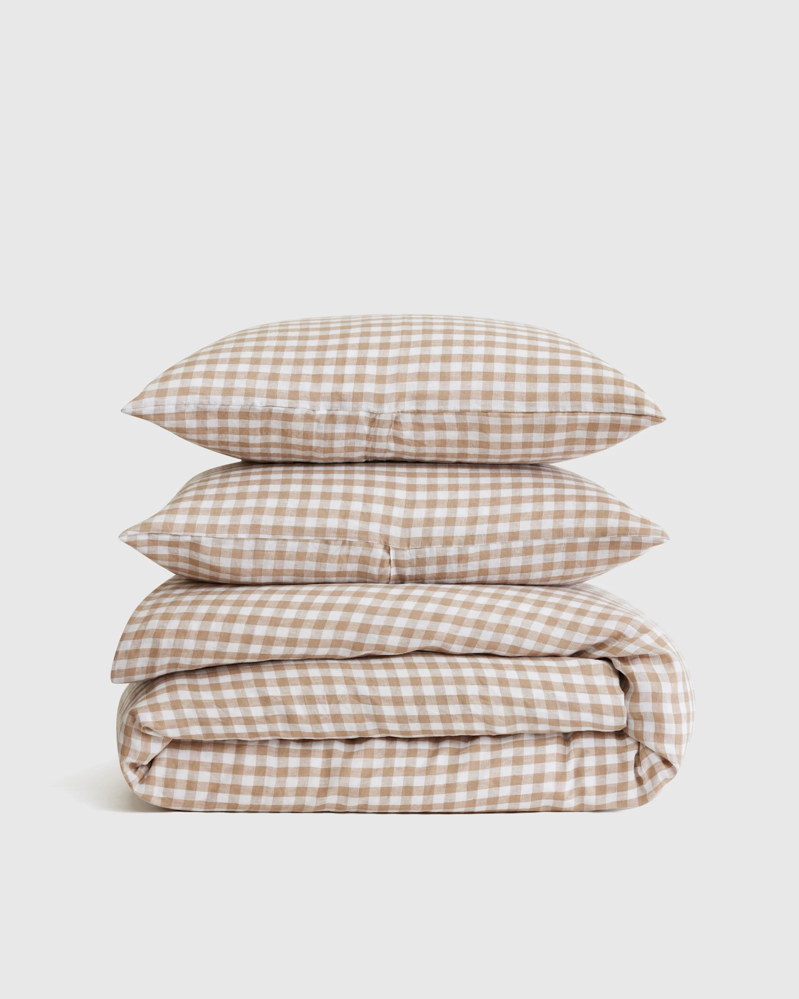 Quince | European Linen Gingham Duvet Cover Set in Olive, Size Twin | Quince