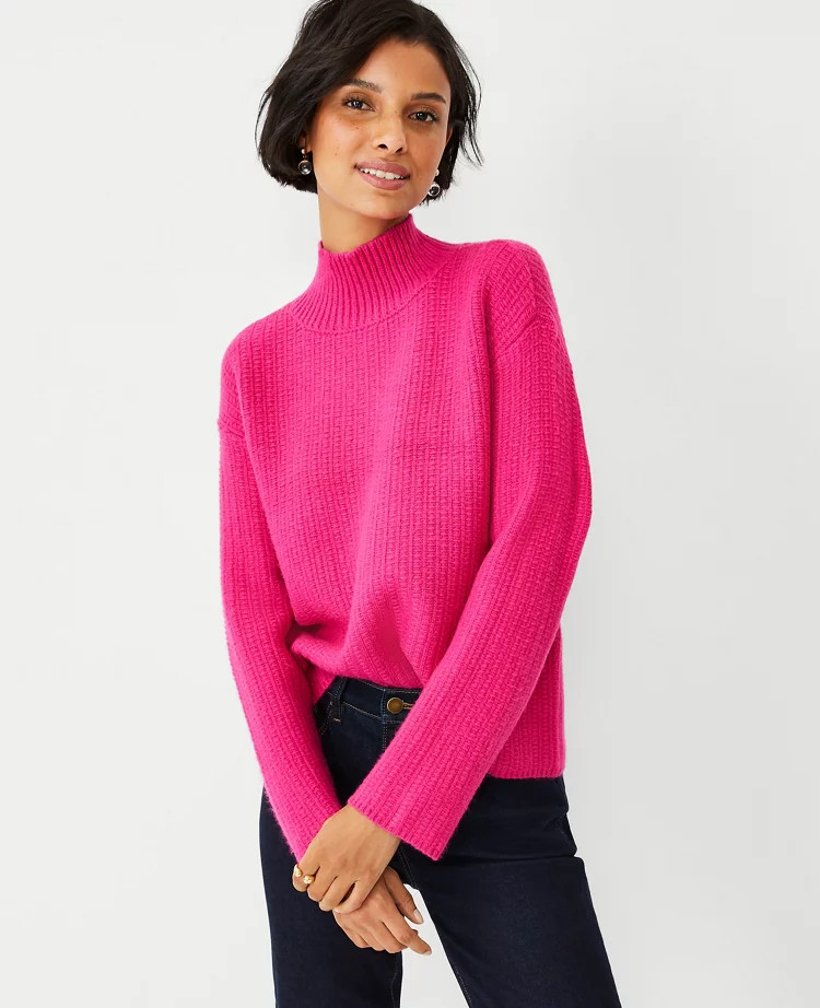 Textured Stitch Turtleneck Sweater | Ann Taylor (US)