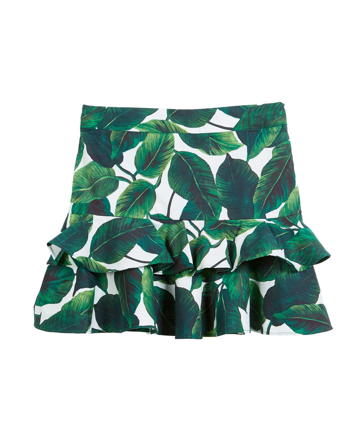 Banana Leaf Ruffle Tiered Mini Skirt, Size 8-14 | Bergdorf Goodman