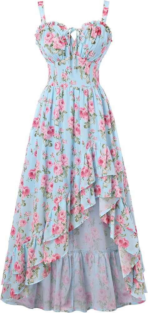 Scarlet Darkness Summer Dresses for Women 2026 Floral Corset Wedding Guest Dress Ruffle Maxi Dres... | Amazon (US)