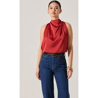 ASTR the Label | Joleisa Satin High Neck Top in Rust | Size L | ASTR The Label (US)