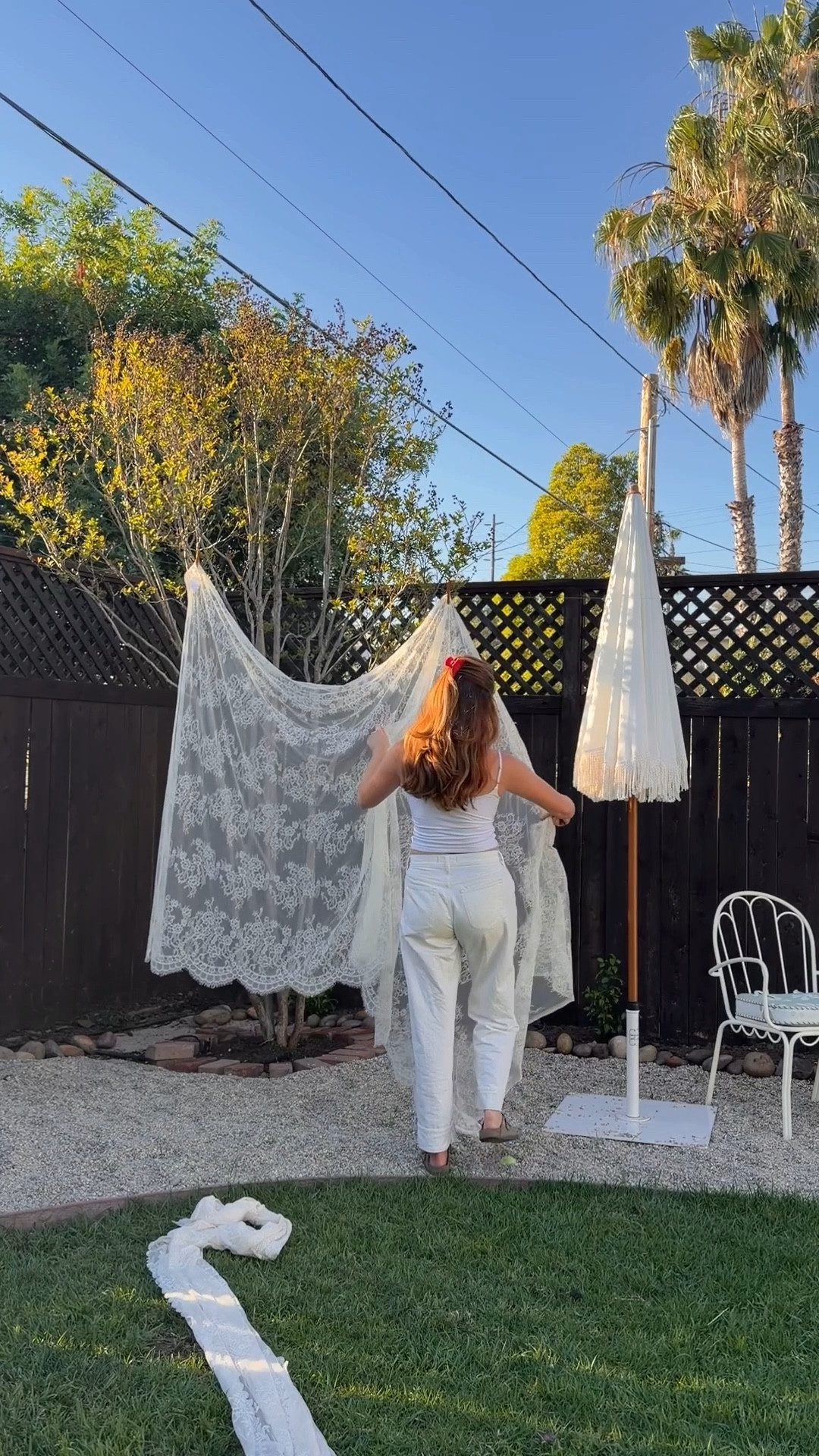 The $16 lace I used from Amazon to hang in my backyard for my birthday dinner! 