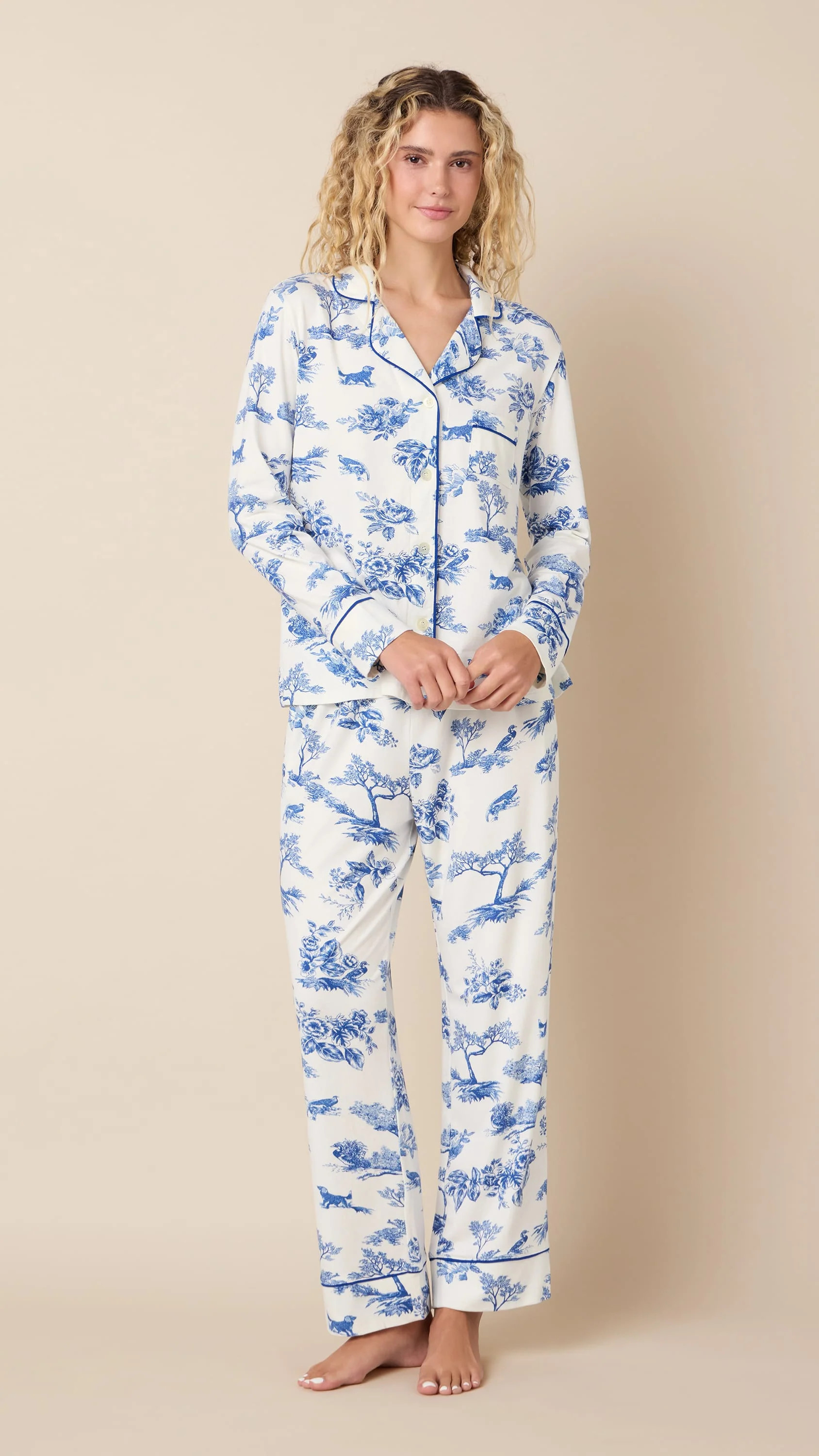Field & Feather Pima Knit Long-Sleeved Pajama | the cat's pajamas