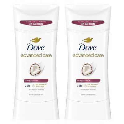 Dove Beauty Advanced Care Caring Coconut 72-Hour Women's Antiperspirant & Deodorant - 2.6oz/2pk: Paraben-Free, Invisible Solid | Target